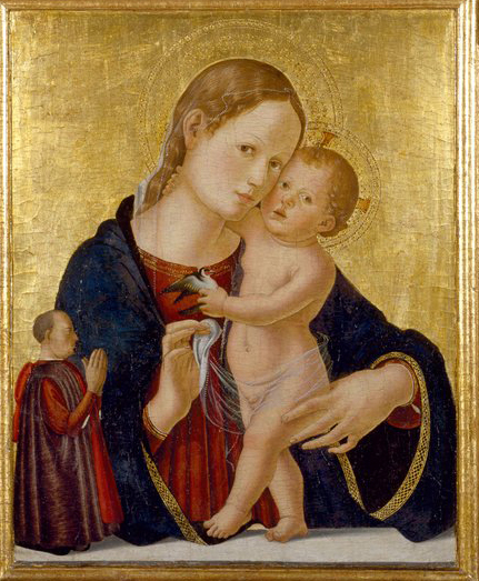 Antoniazzo_Romano_-_Virgin_and_Child_with_Donor_c1480_tempera_and_gold_leaf_on_panel_-_MeisterDrucke-566183-copy
