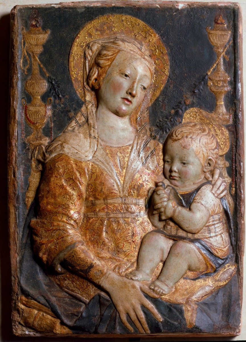 Antonio_Rossellino_-_Virgin_and_Child_Low_polychrome_relief_-_MeisterDrucke-947440