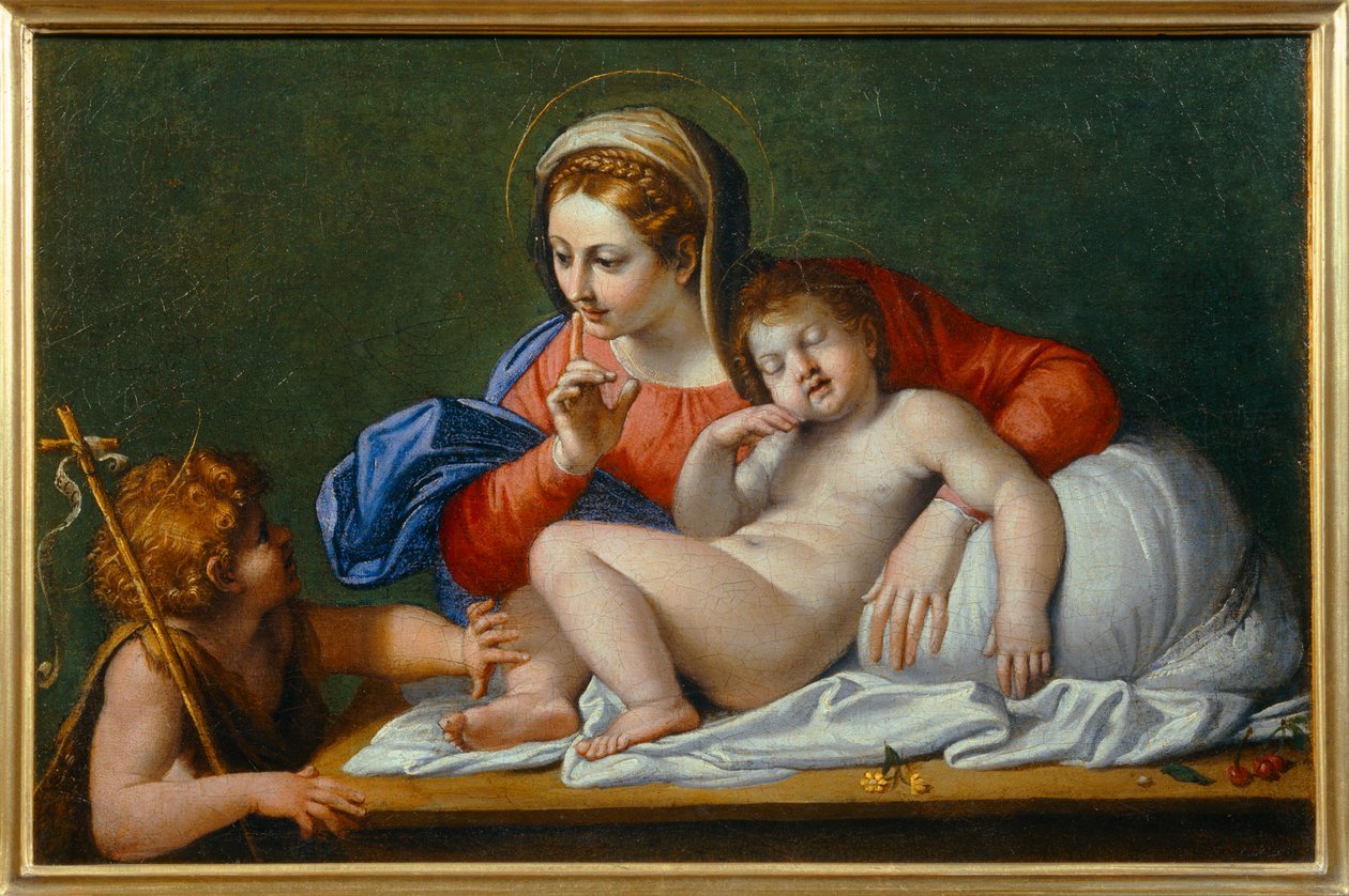 Domenichino_1581-1641_-_La_Vierge_et_l_Enfant_Jesus_avec_saint_Jean-Baptiste_dit_aussi_Le_silence_-_Virg_-_MeisterDrucke-1542034