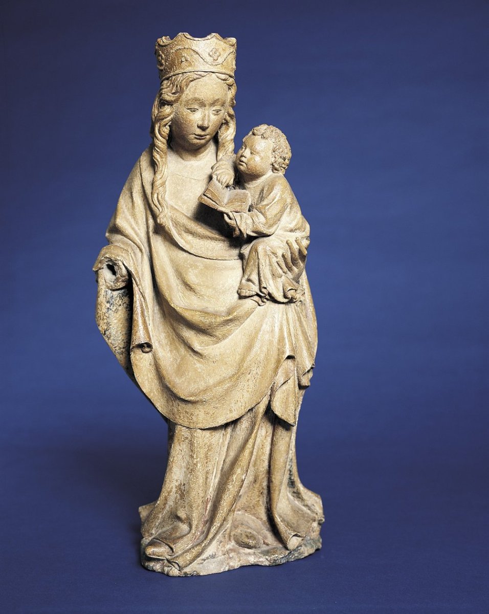 French_School_-_Madonna_and_Child_first_quarter_of_15th_century_sandstone_with_traces_of_gold_a_-_MeisterDrucke-899454